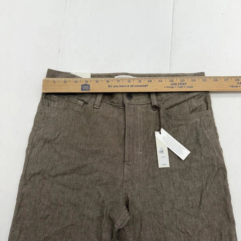 Banana Republic Linen-Cotton Traveler Pants Mens 30x32 Brown Slim Fit Tapered